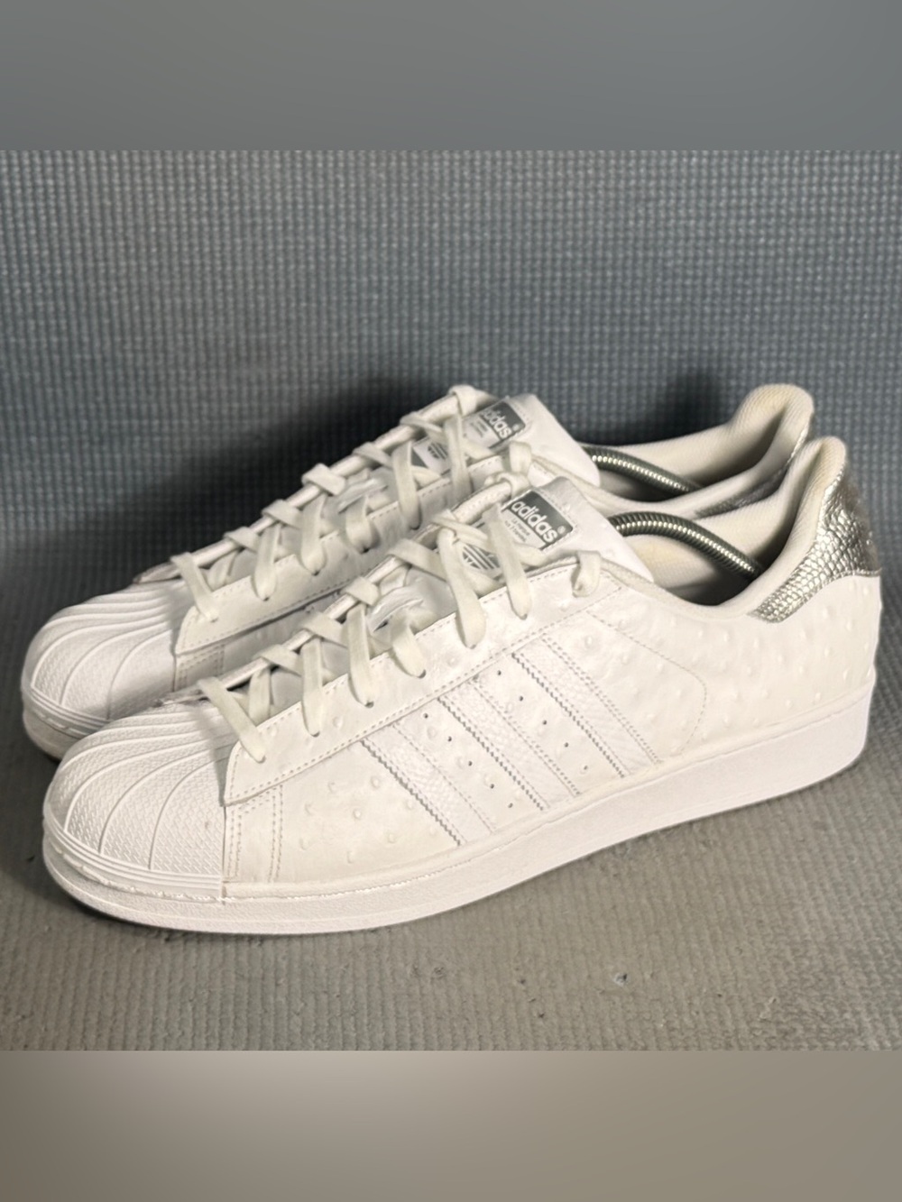 Adidas Superstar ‘White Ostrich’ Leather Hardshell Toe Shoes Men’s Size 13